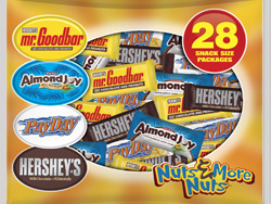 Nuts & More Nuts Assortment with 28 Snack Size Packages (Hershey’s Mr. Goodbar® Candy Bars, Almond Joy® Candy Bars, Hershey®’s Milk Chocolate with Almonds and PayDay® Peanut Caramel Bars)